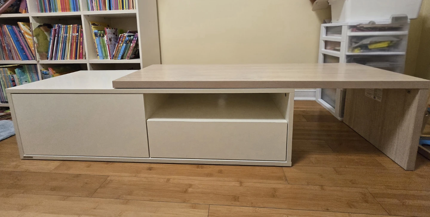 Hyundai Livart White and Wood TV Stand extendable