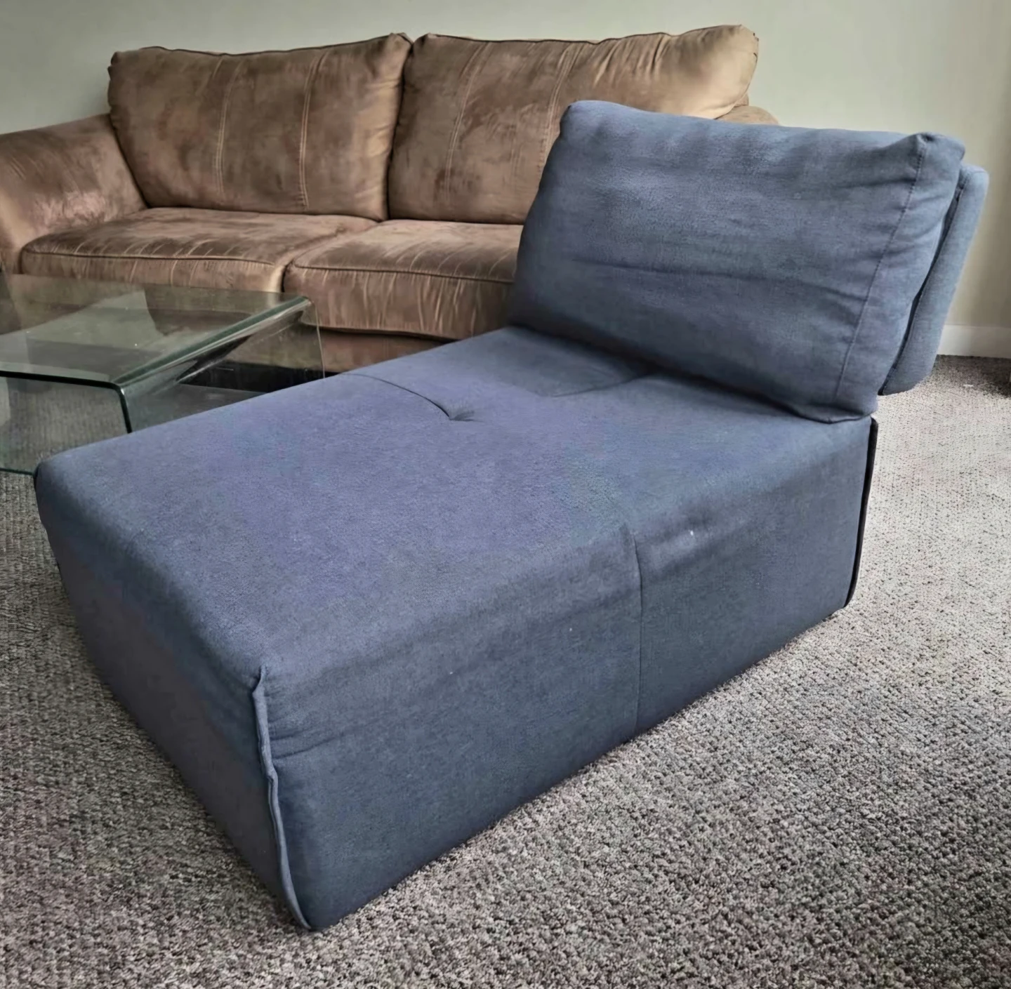 New Moes 2 in 1 Navy Blue Convertible Couch/Single Seater - photo 4