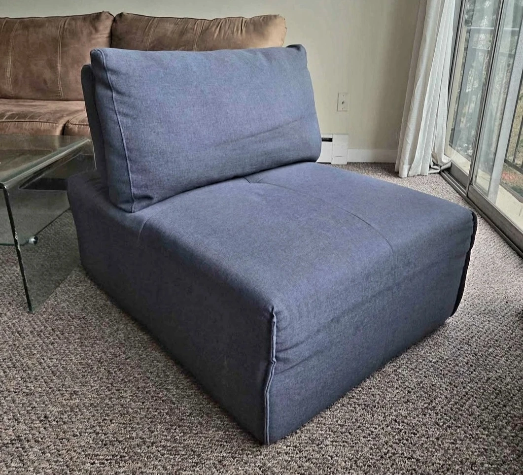 New Moes 2 in 1 Navy Blue Convertible Couch/Single Seater - photo 5