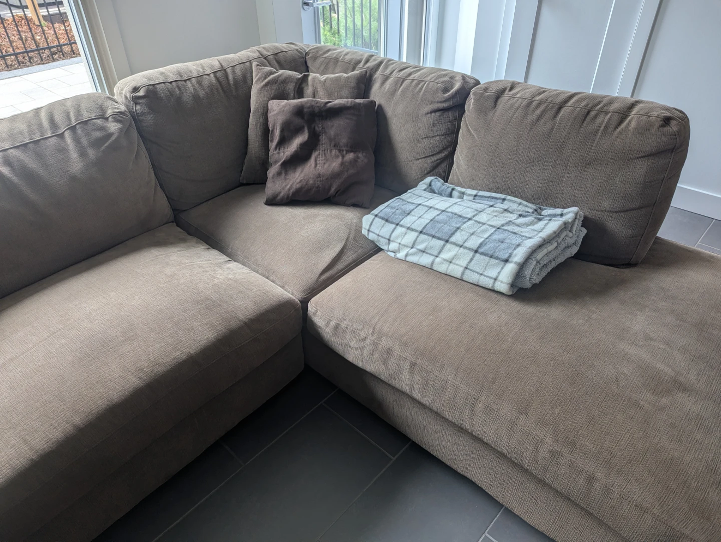 Brown Sectional Sofa with Ottoman