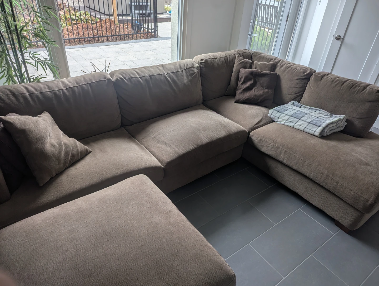 Brown Sectional Sofa with Ottoman - photo 3