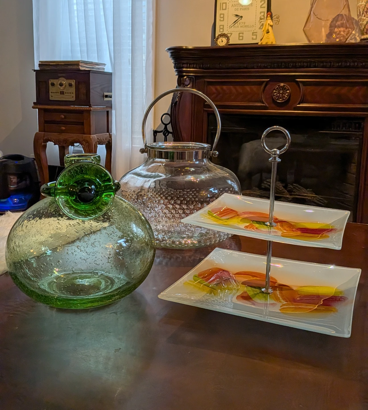 Glass Serving Tray and Lantern Set
