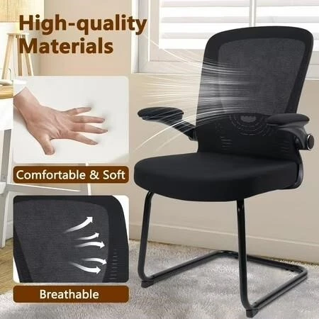CLATINA Black Mesh Guest Chair with Flip-Up Arms - photo 2