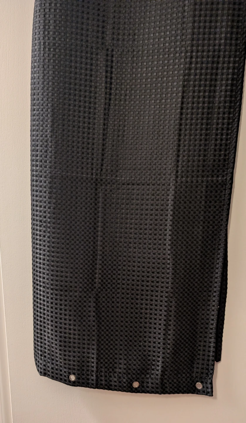 Black waffle shower curtain