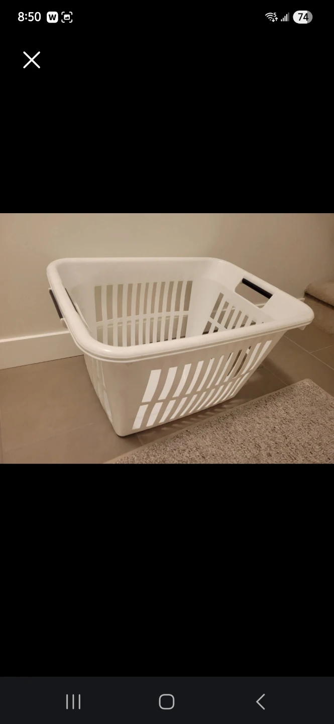 White Plastic Laundry Basket Rubbermaid