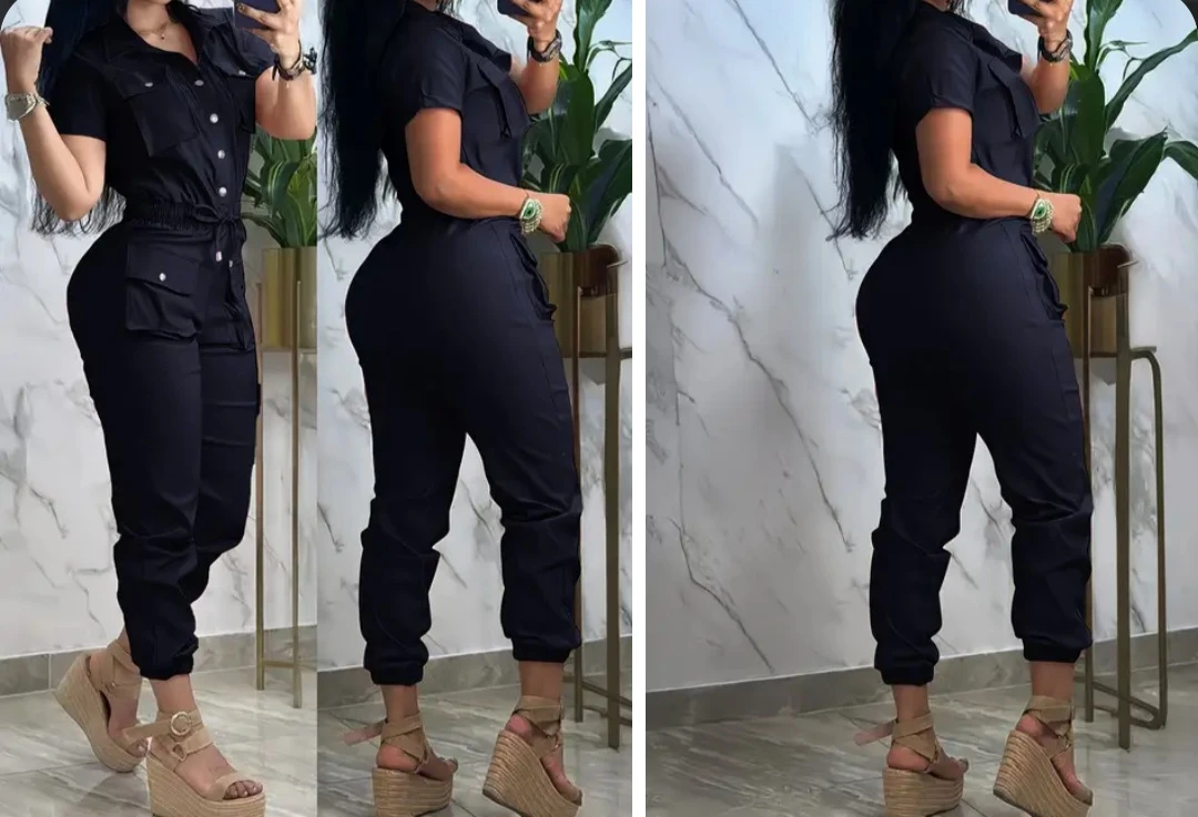 Black Cargo Jumpsuit