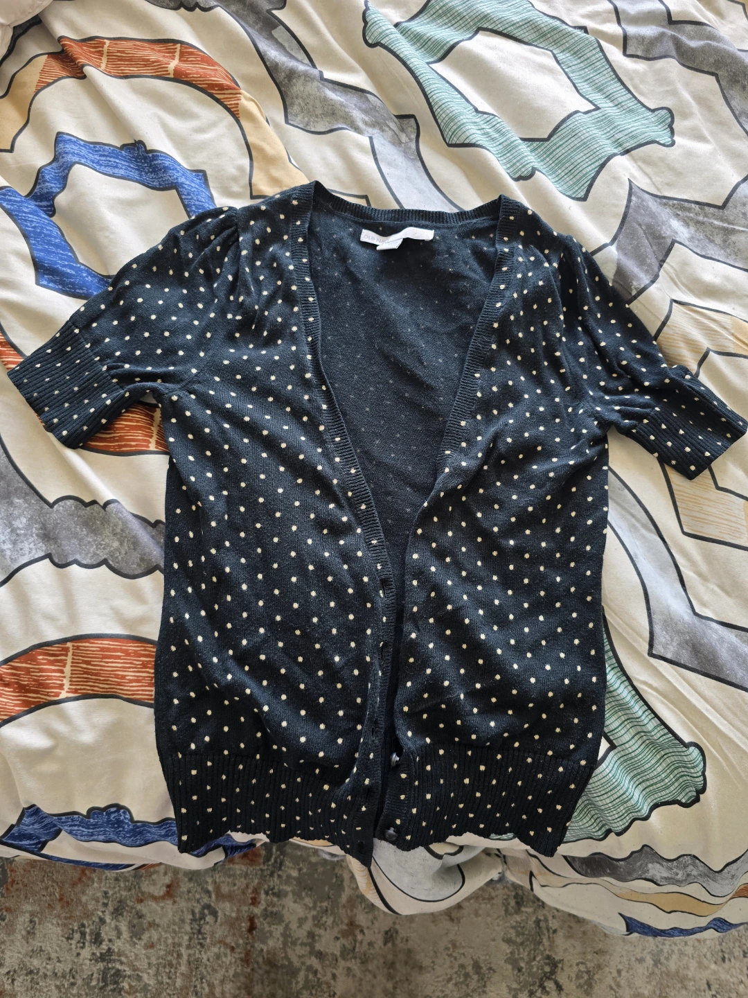 Old Navy Women's XS/TP Cardigan - Black with Polka Dots