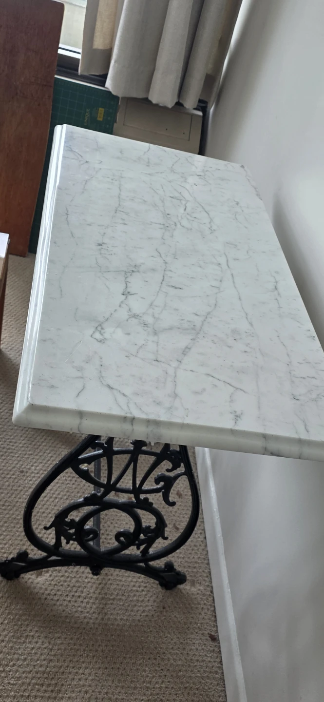 Marble Top Side Table with Ornate Base