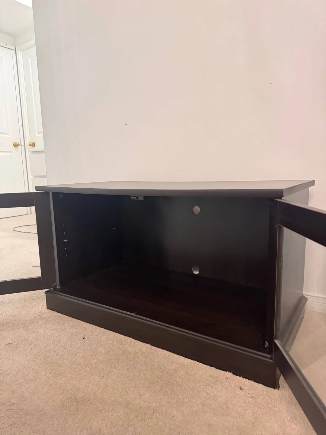 Dark Brown TV Stand with Glass Doors - photo 2