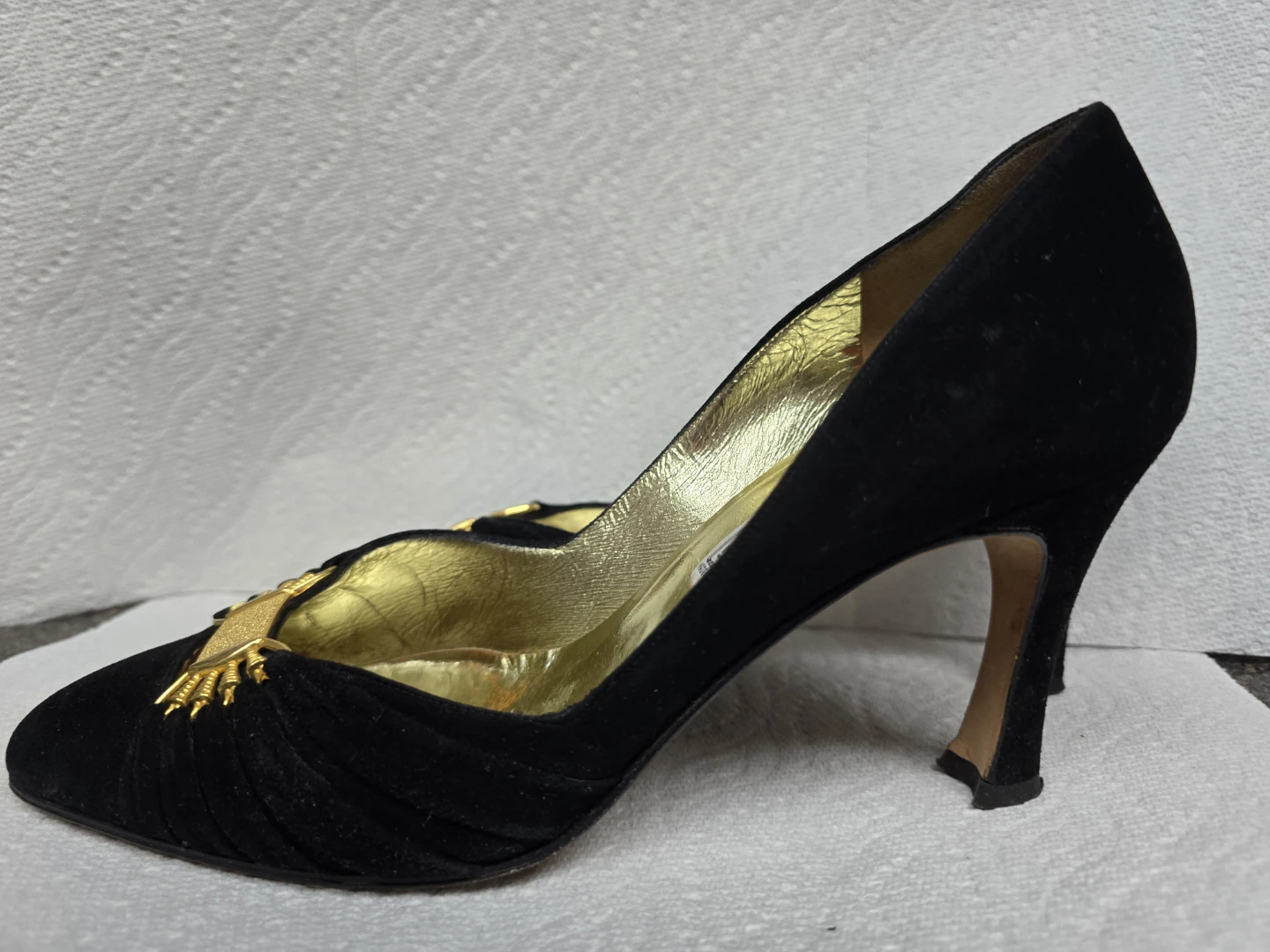 Black Suede Heels Size 38.5