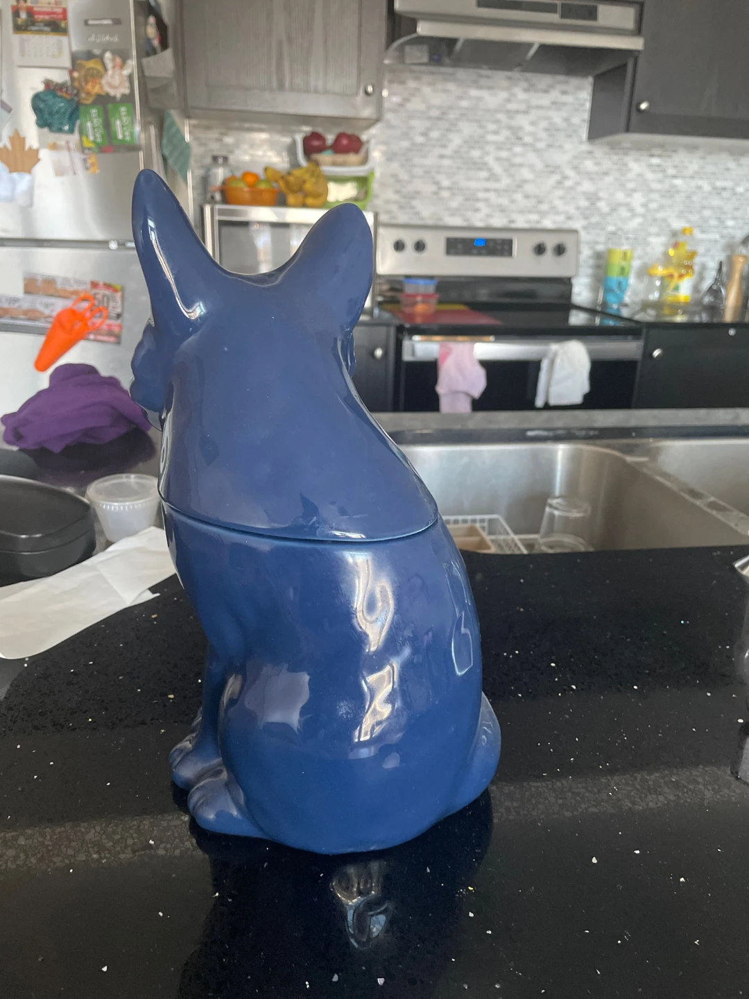 Blue Ceramic Fox Cookie Jar - photo 3