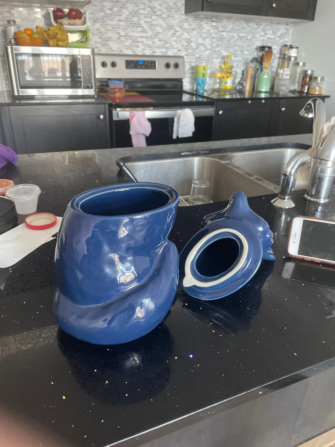 Blue Ceramic Fox Cookie Jar - photo 5