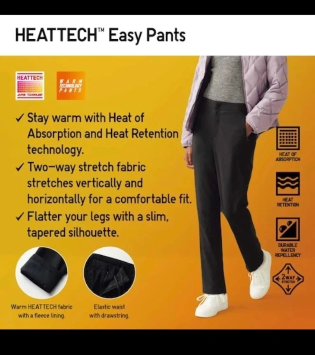 UNIQLO HEATTECH Warm Lined Pants (Small)