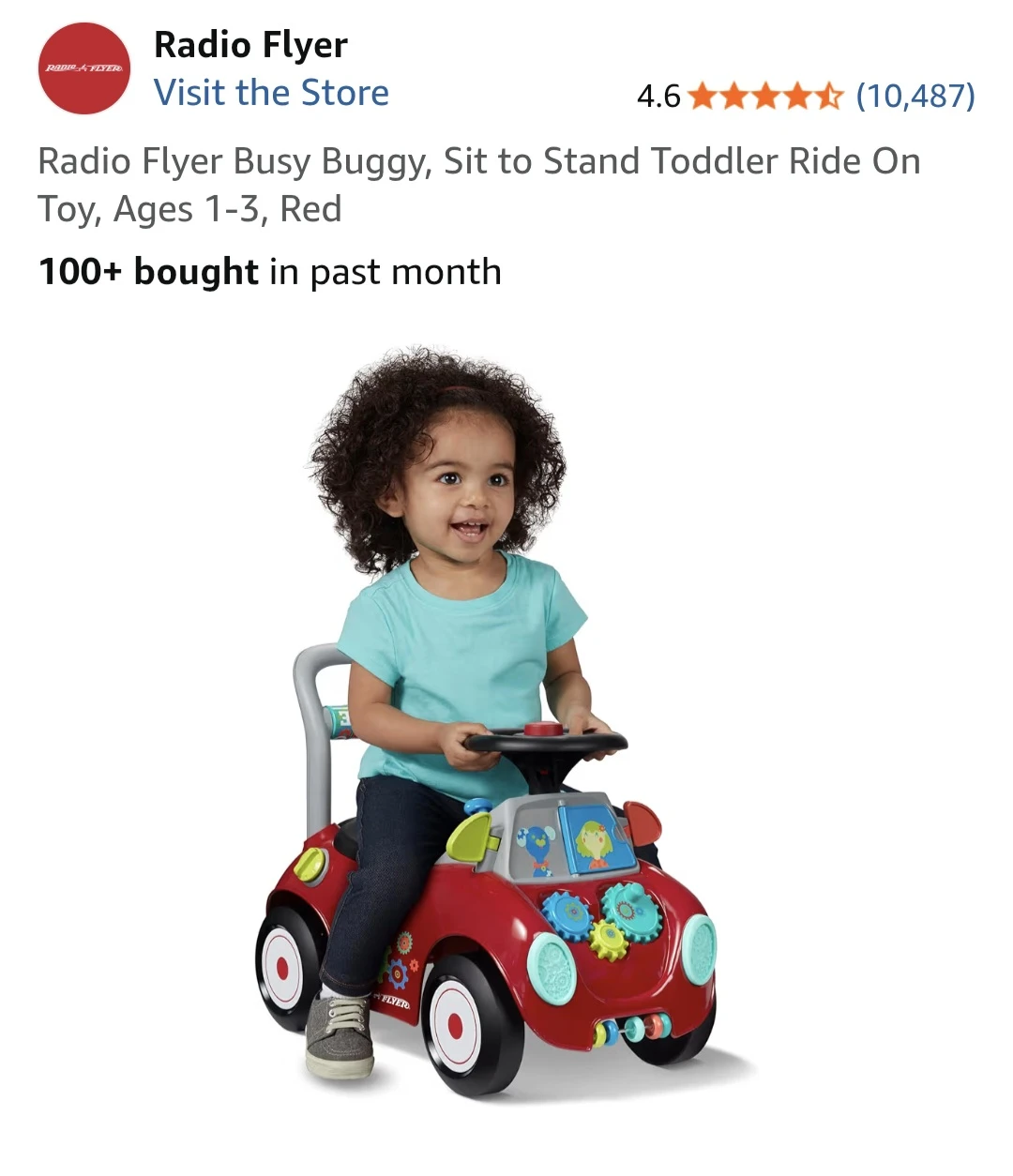 Radio Flyer Busy Buggy Sit to Stand Toddler Ride-On Toy