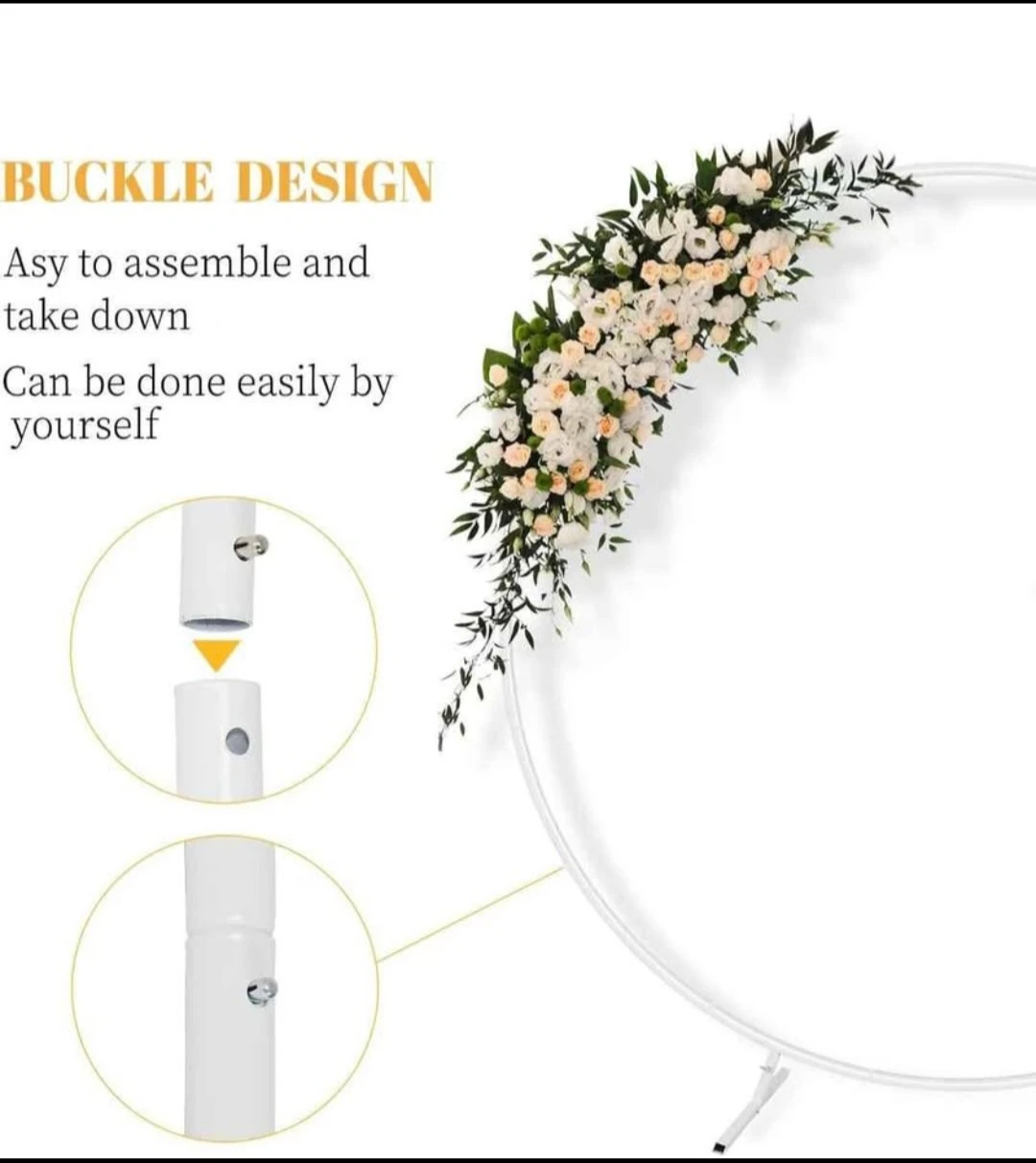 6.6ft Round Backdrop Stand, Stable Balloon Arch Stand, Metal ... - photo 4