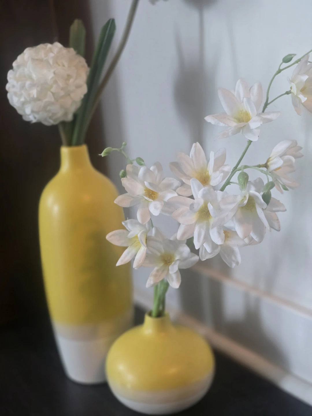 Decorative Yellow Vases with Artificial Flowers - photo 2