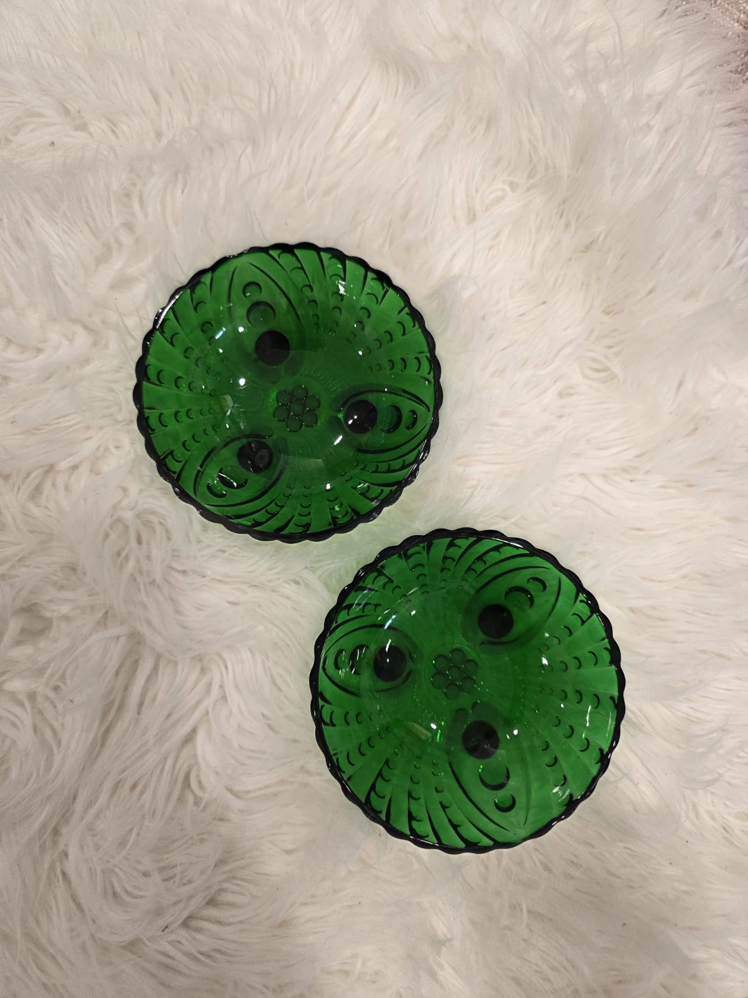 Set of 2 Vintage Green Glass Bowls