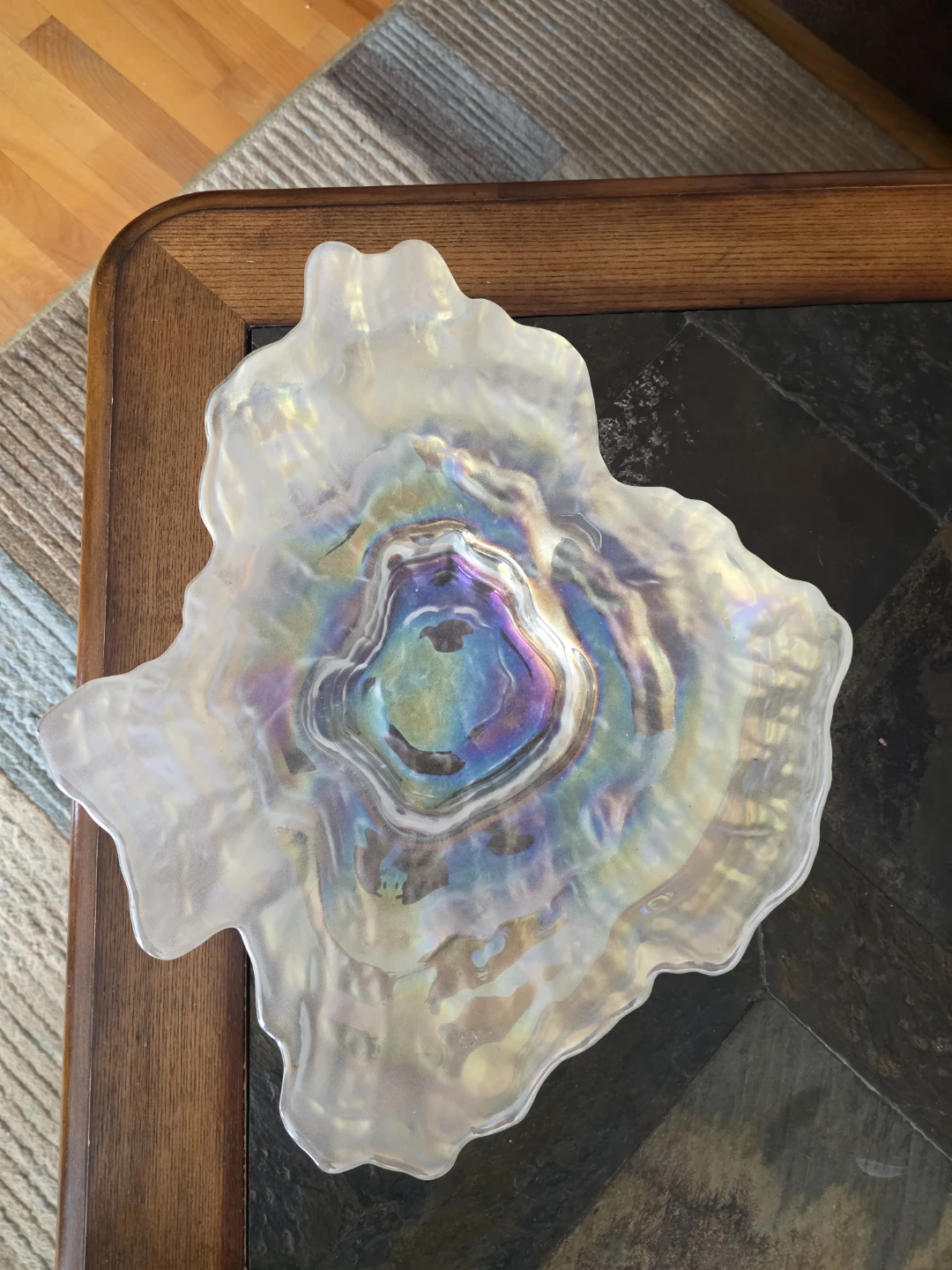 Iridescent Swirl Glass Decorative Bowl
