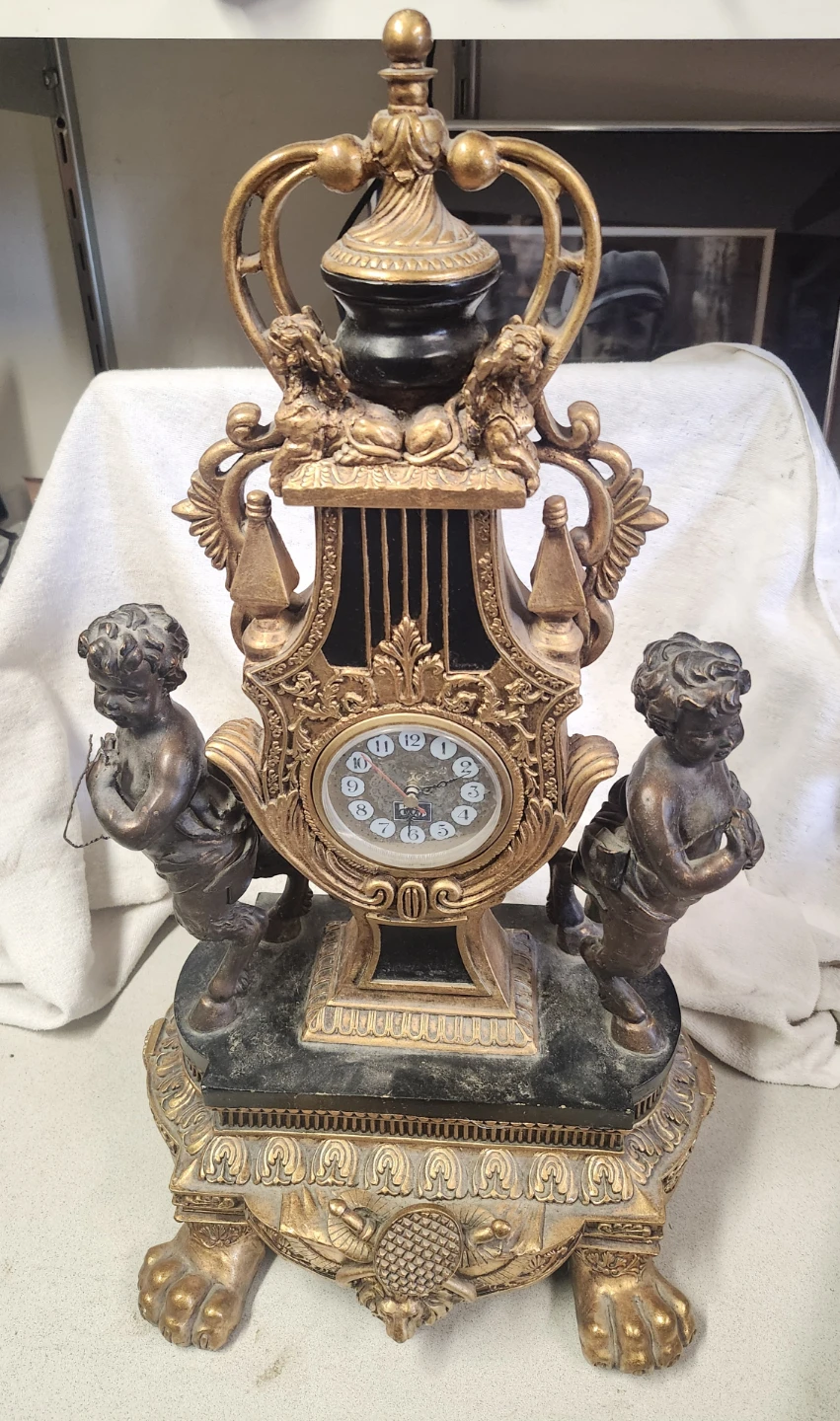 Vintage Cherub and Lyre Mantel Clock