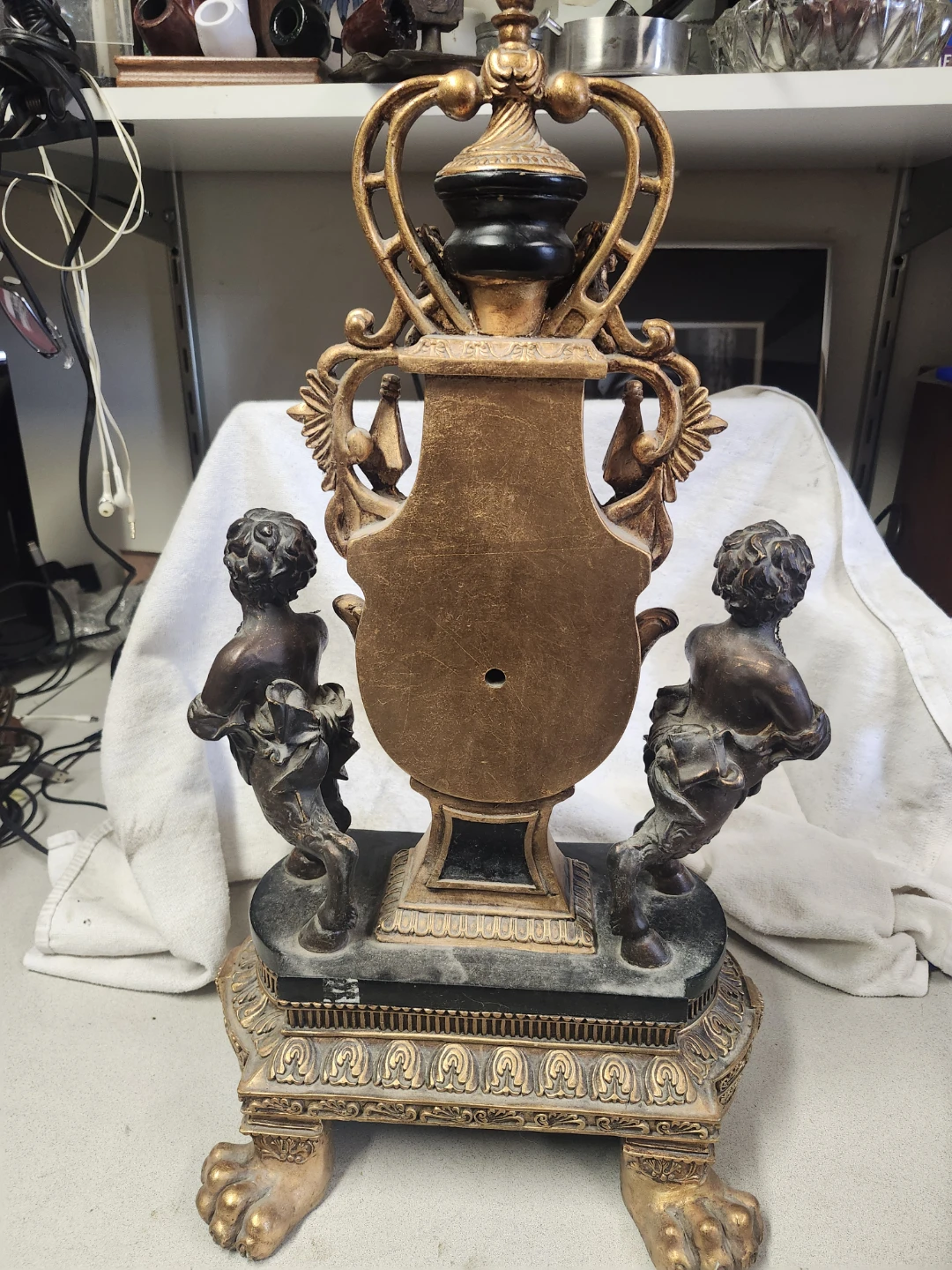 Vintage Cherub and Lyre Mantel Clock - photo 2