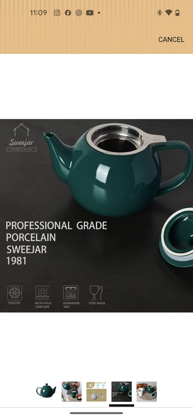 Sweejr Porcelain Teapot with Infuser - Jade Green, 30 OZ - photo 4