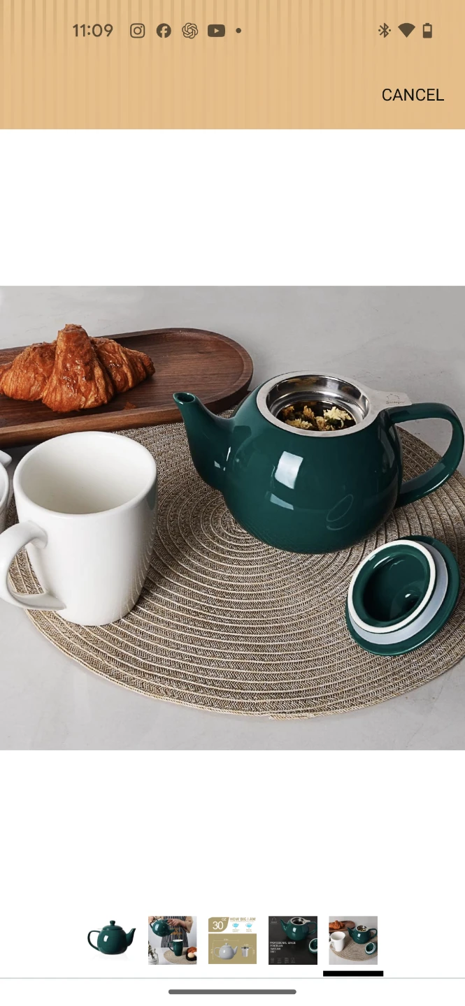 Sweejr Porcelain Teapot with Infuser - Jade Green, 30 OZ - photo 5