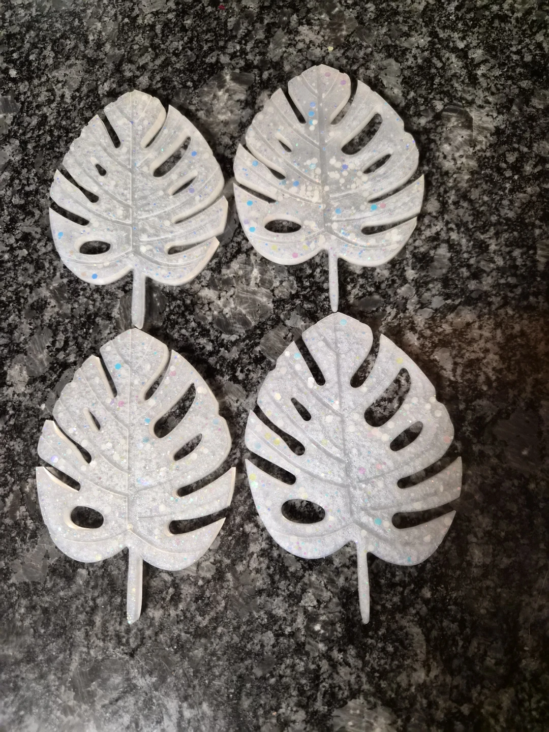 Set of 4 Glitter Monstera Leaf Coasters
