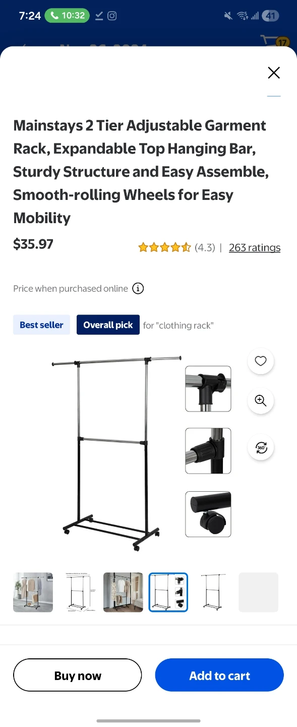 Mainstays 2 Tier Adjustable Garment Rack - photo 3