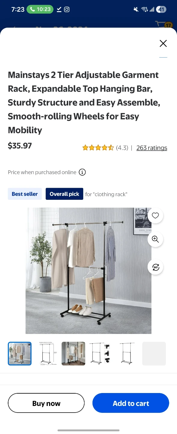 Mainstays 2 Tier Adjustable Garment Rack - photo 4