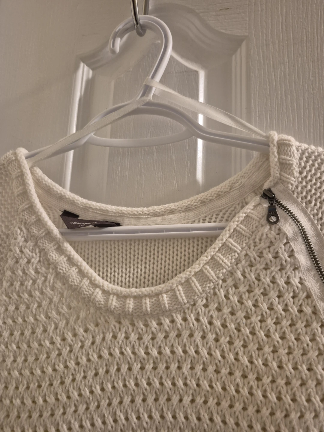 DENVER HAYES Knit Sweater with Zipper Detail - Cream - photo 5