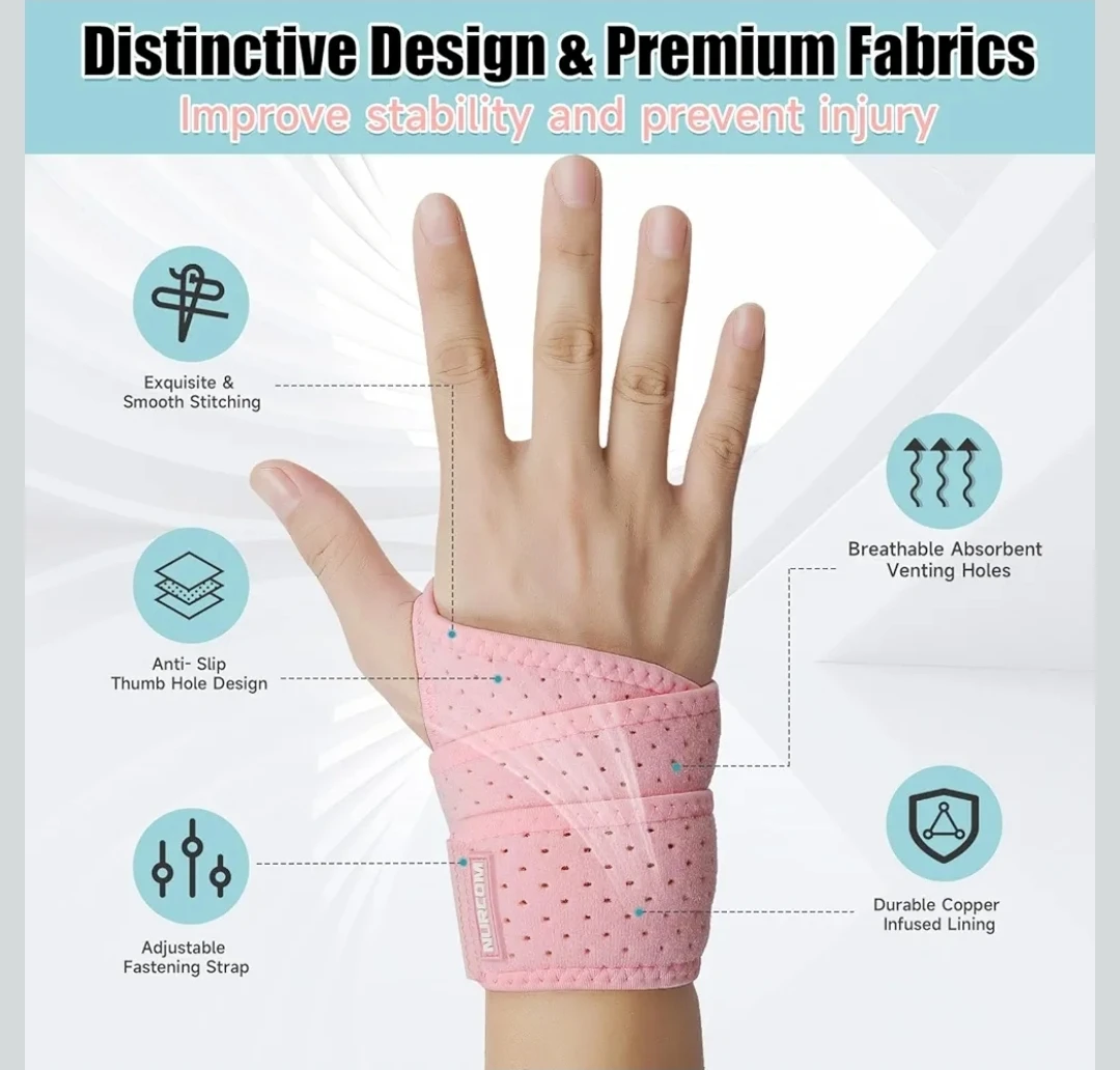 🌱NURCOM Copper Wrist Brace for Men & Women - Pink - photo 3