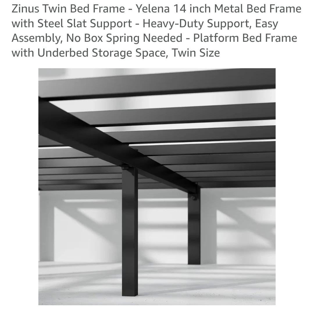 Moving sale - Zinus Yelena 14 inch Metal Twin Bed Frame - photo 3
