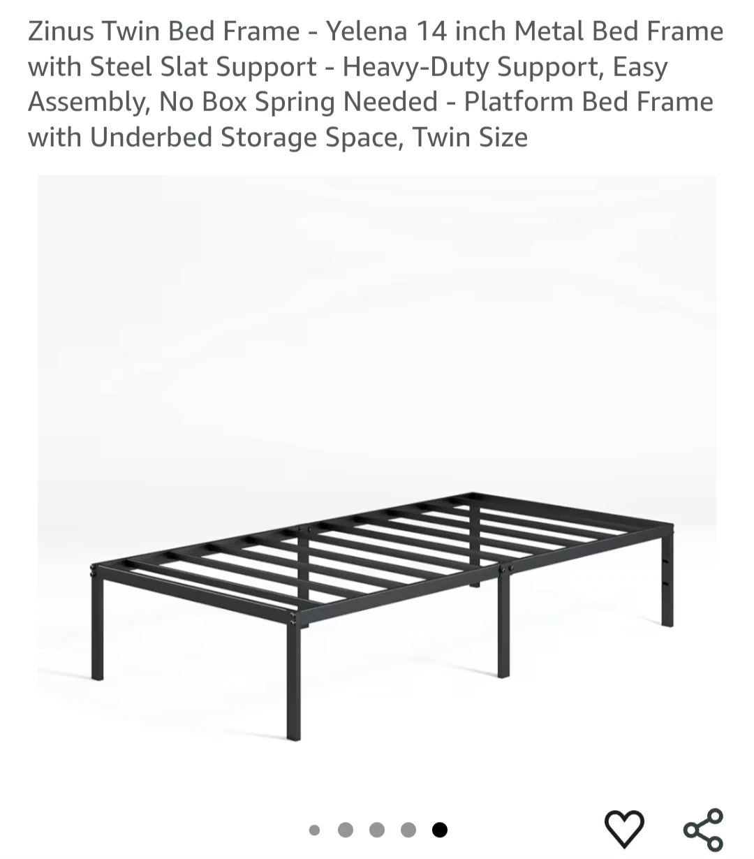 Moving sale - Zinus Yelena 14 inch Metal Twin Bed Frame - photo 4