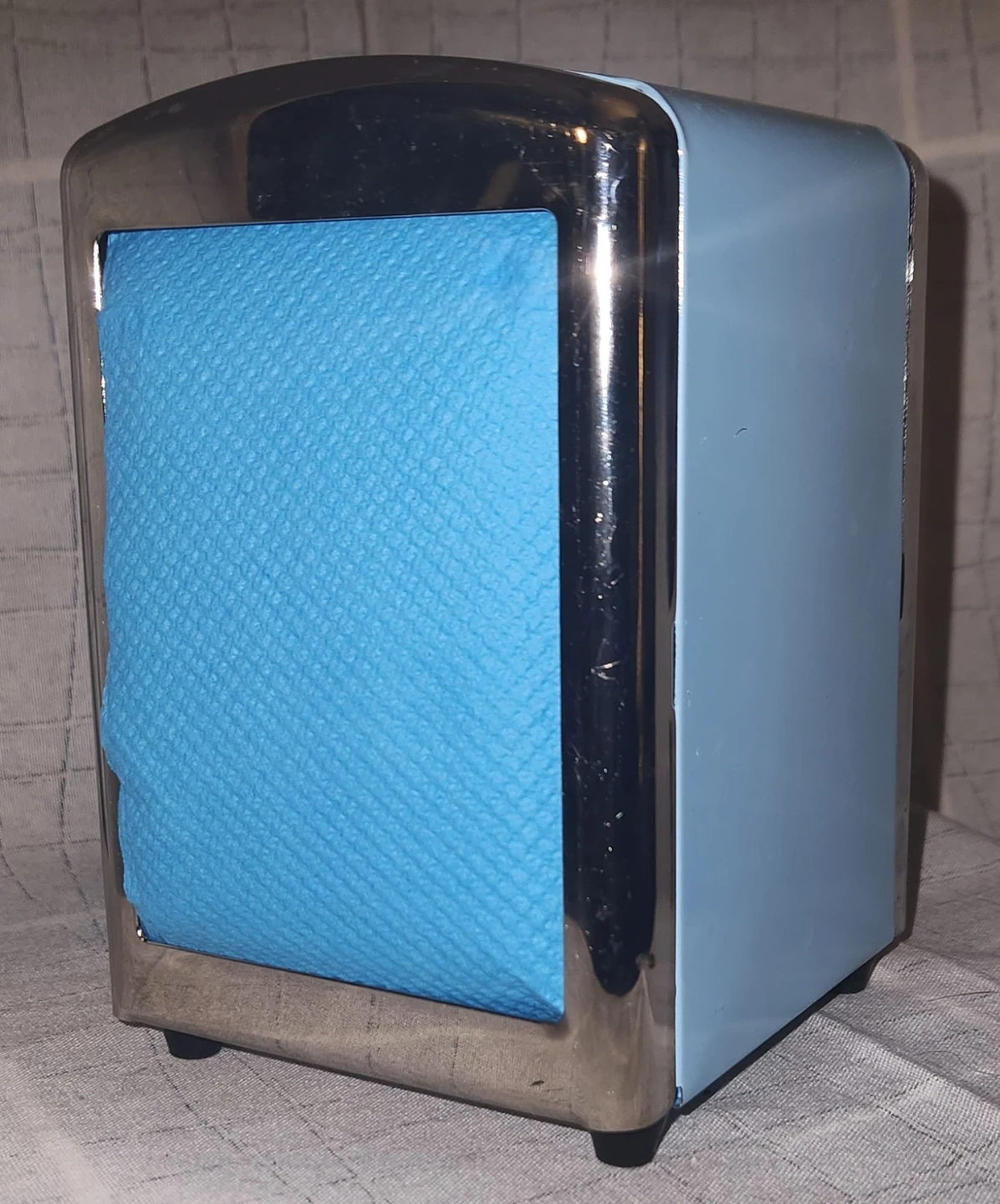 Light Blue Napkin Holder with Chrome Trim - photo 2