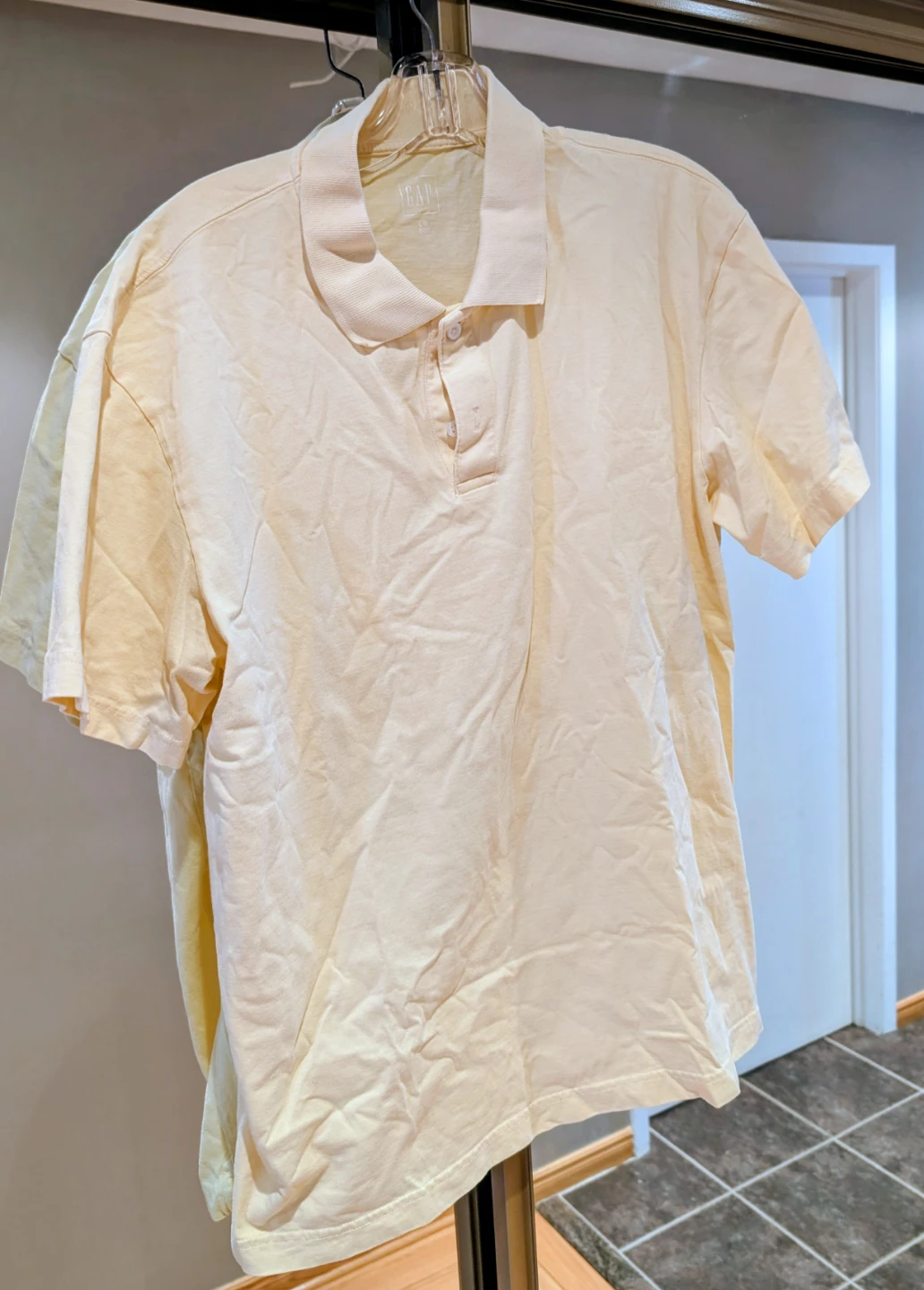 GAP Men's Light Yellow Polo Shirt