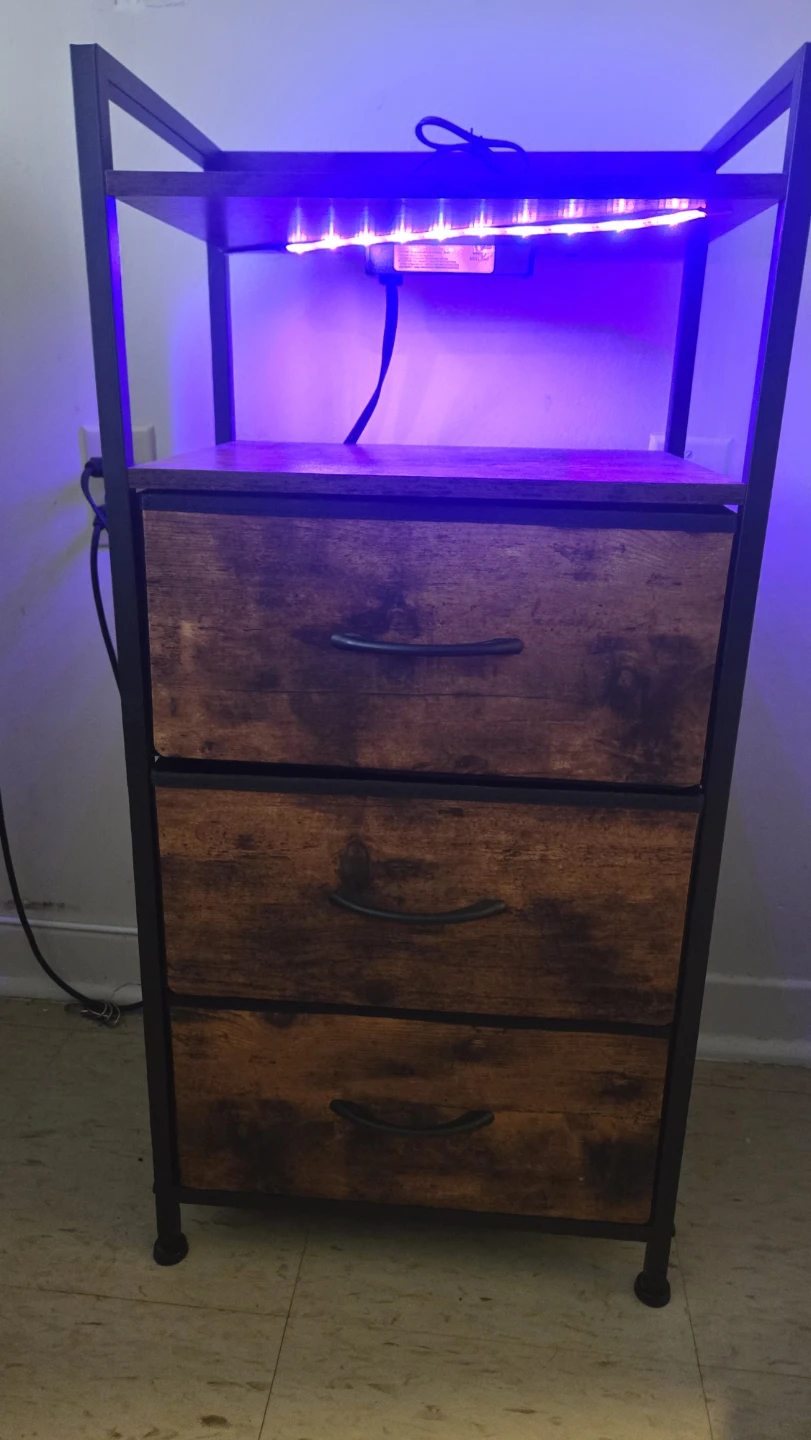 3-Drawer Storage Unit with Remote Controlled LED Lights - photo 2