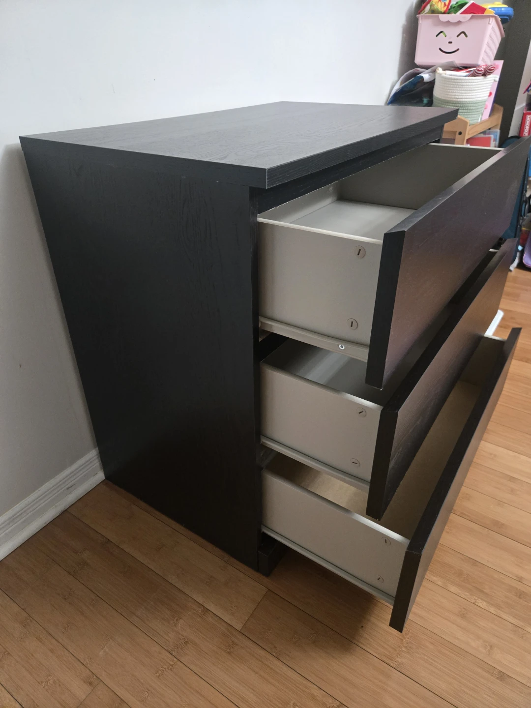 Malm Dark Brown 3-Drawer Dresser - photo 3