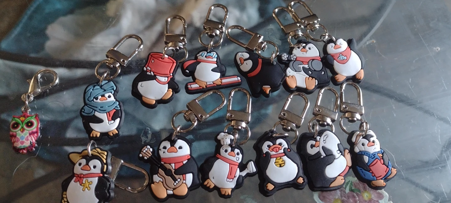 Penguin & Owl Charms Keychain Set
