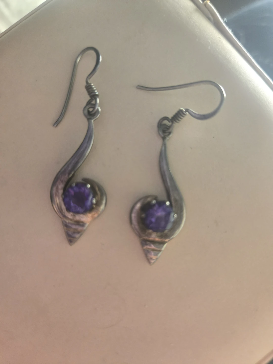 Sterling Silver Amethyst Dangle Earrings