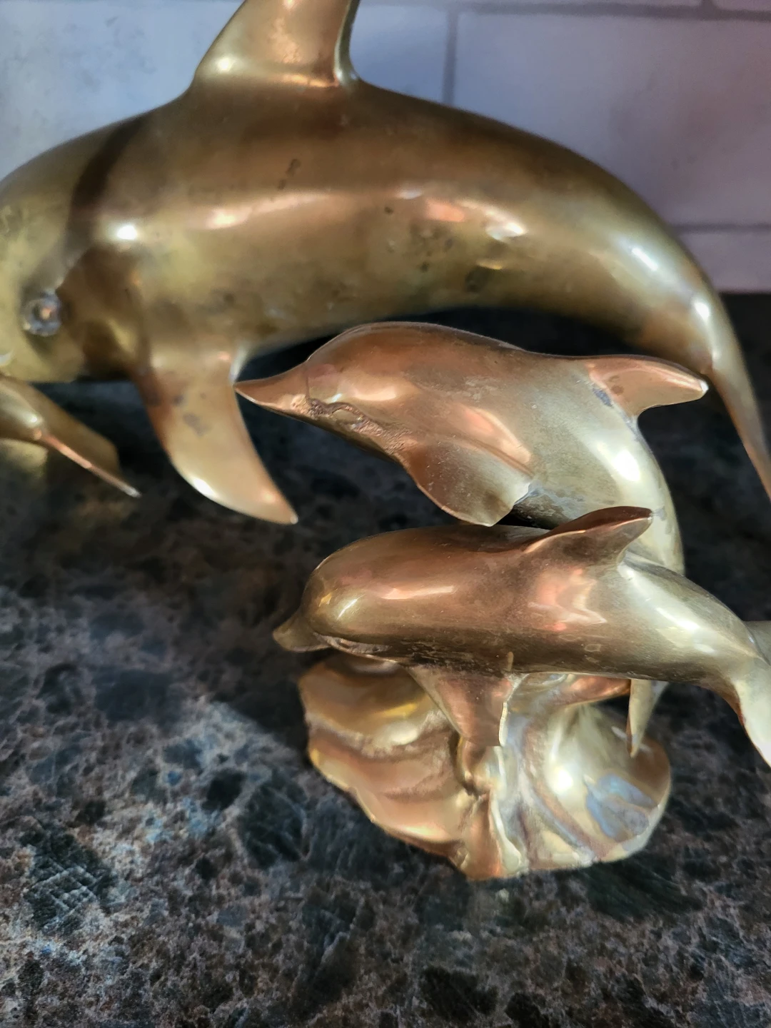 Vintage Brass Dolphin Figurine Set - photo 2