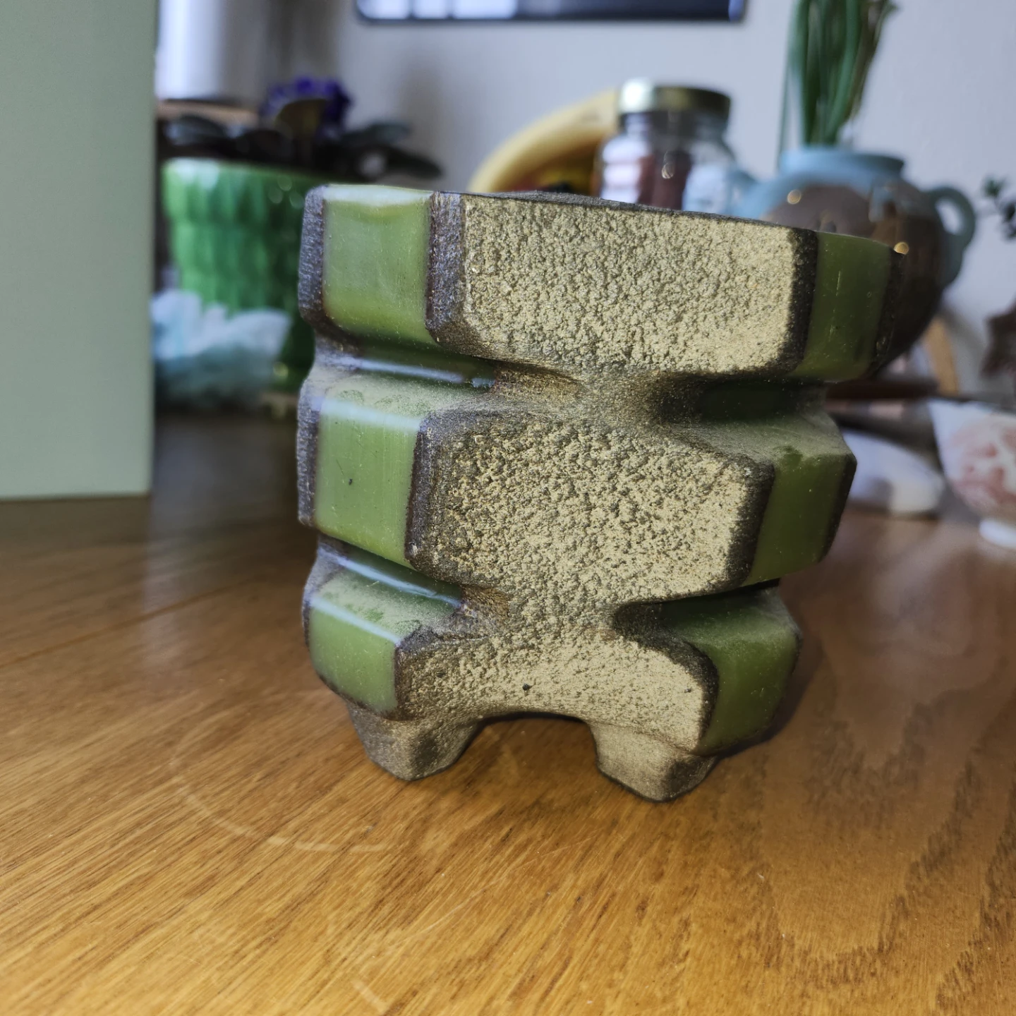 Vintage, MCM Sandcast Candle