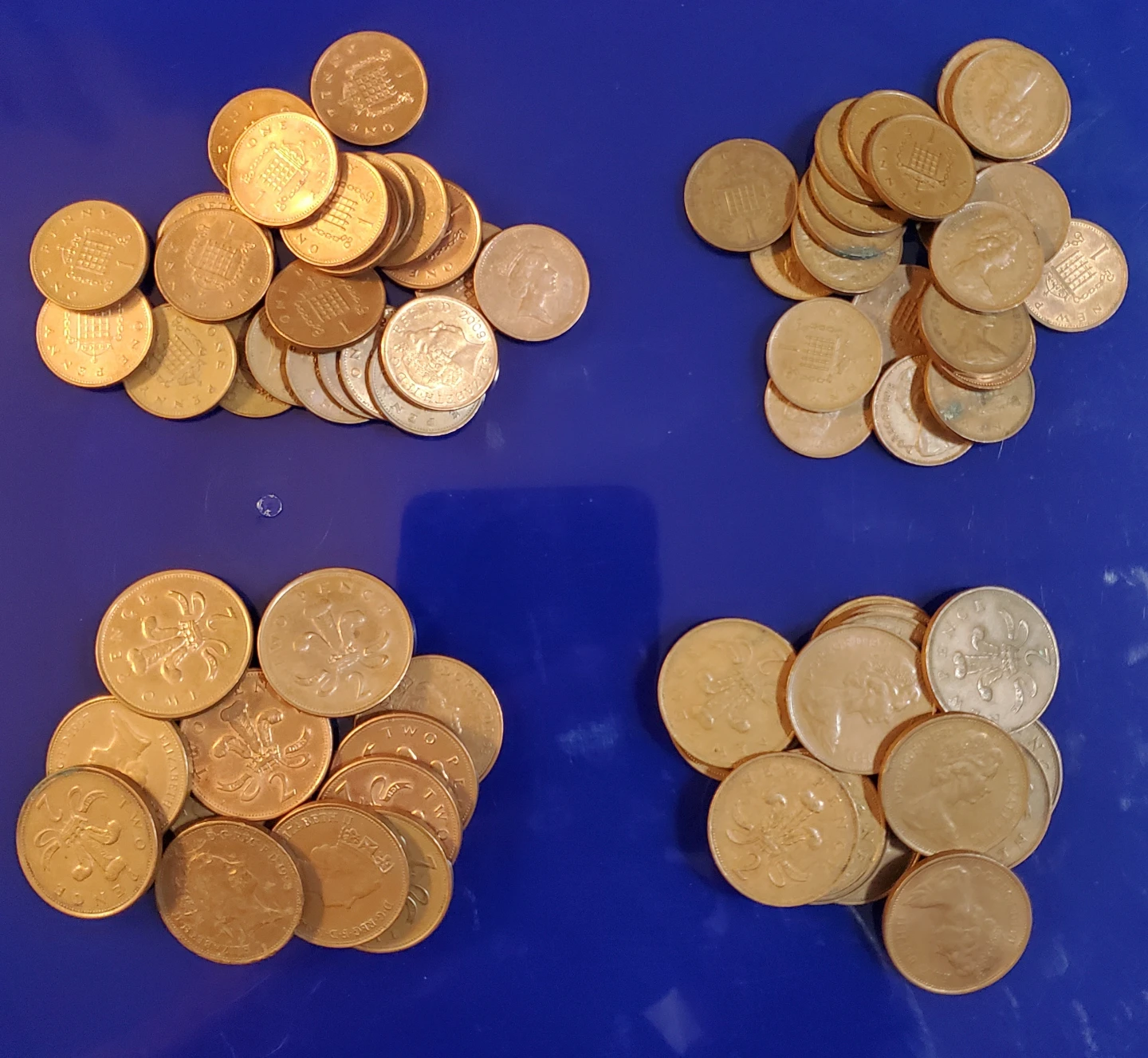 UK 1 Penney & 2 Pence Coins