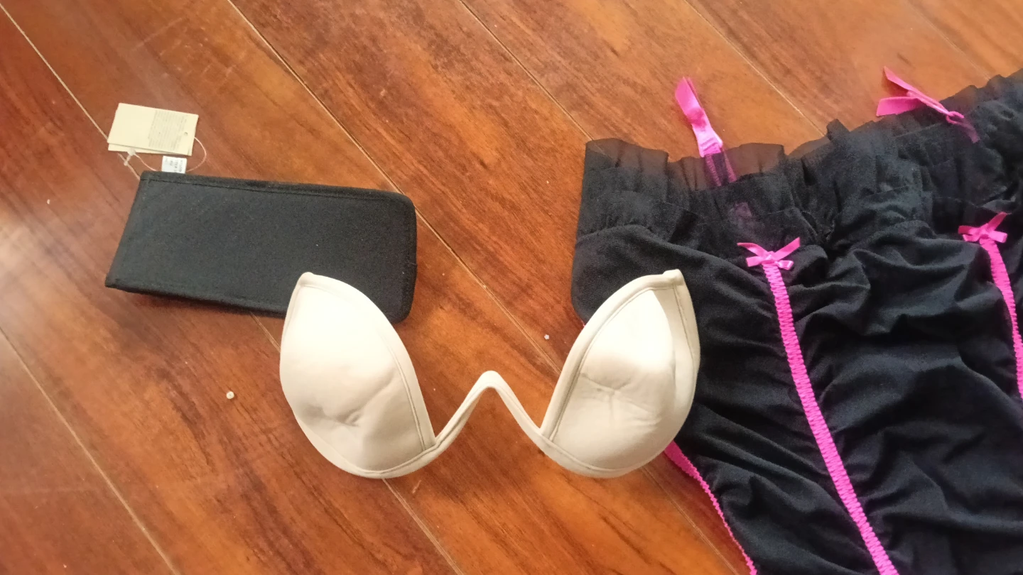Black lingerie set with pink accents