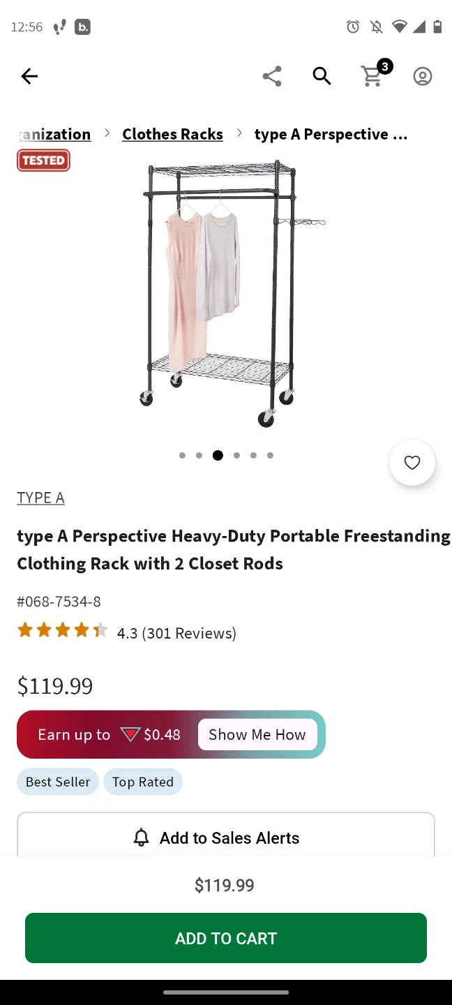 type A Perspective Heavy-Duty Portable Clothing Rack