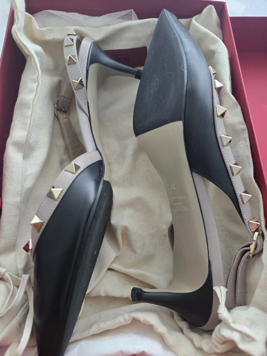 Valentino Garavani Rockstud Slingback Heels - Black/Nude - photo 3