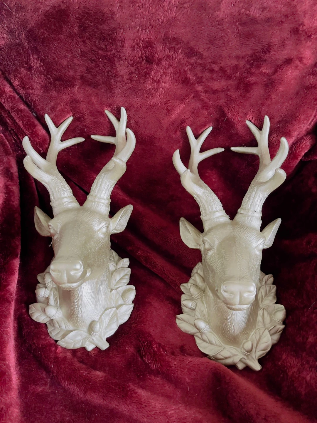 Pair of Silver Faux Deer Head Wall Mounts