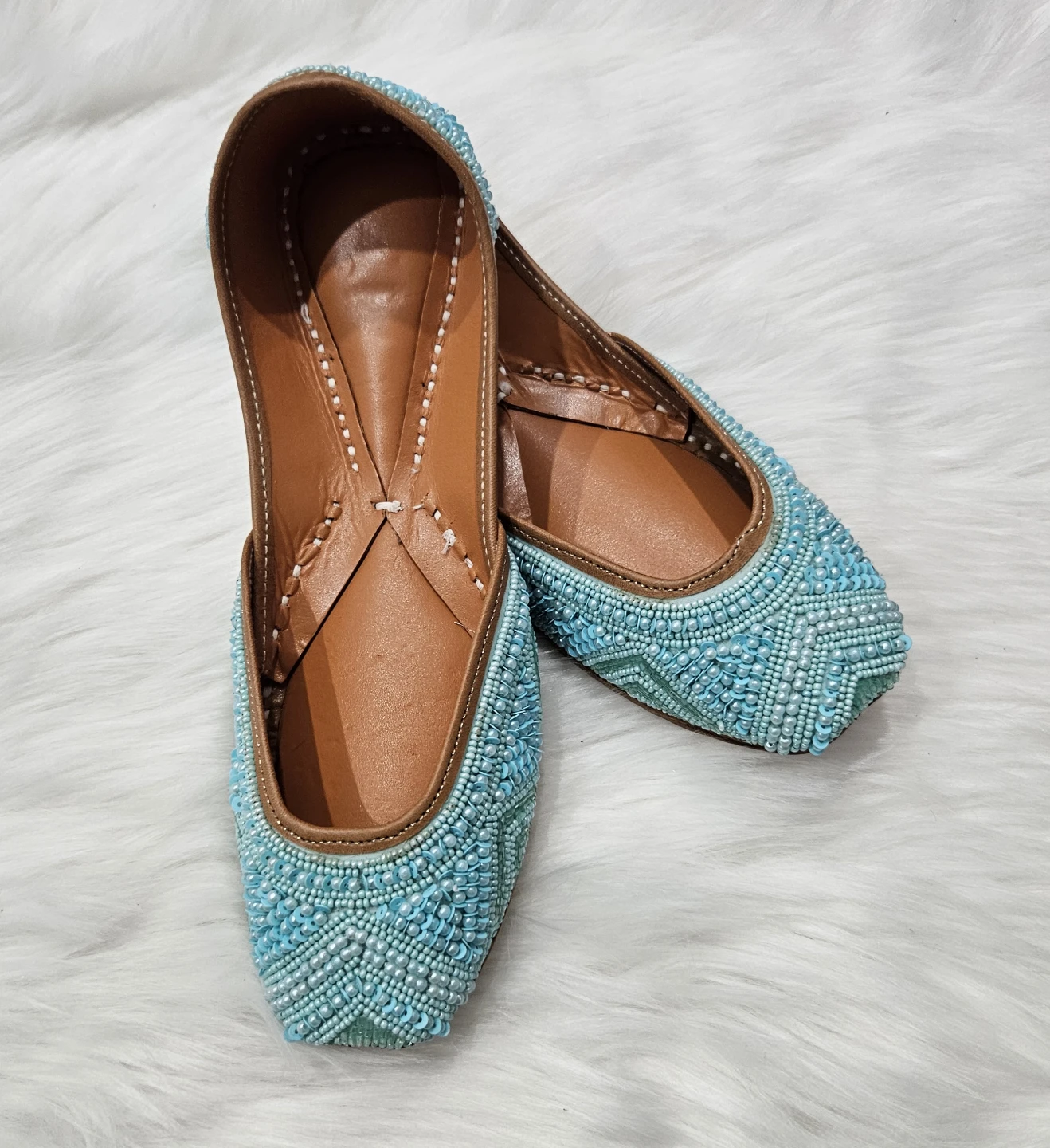 Blue Beaded Flats