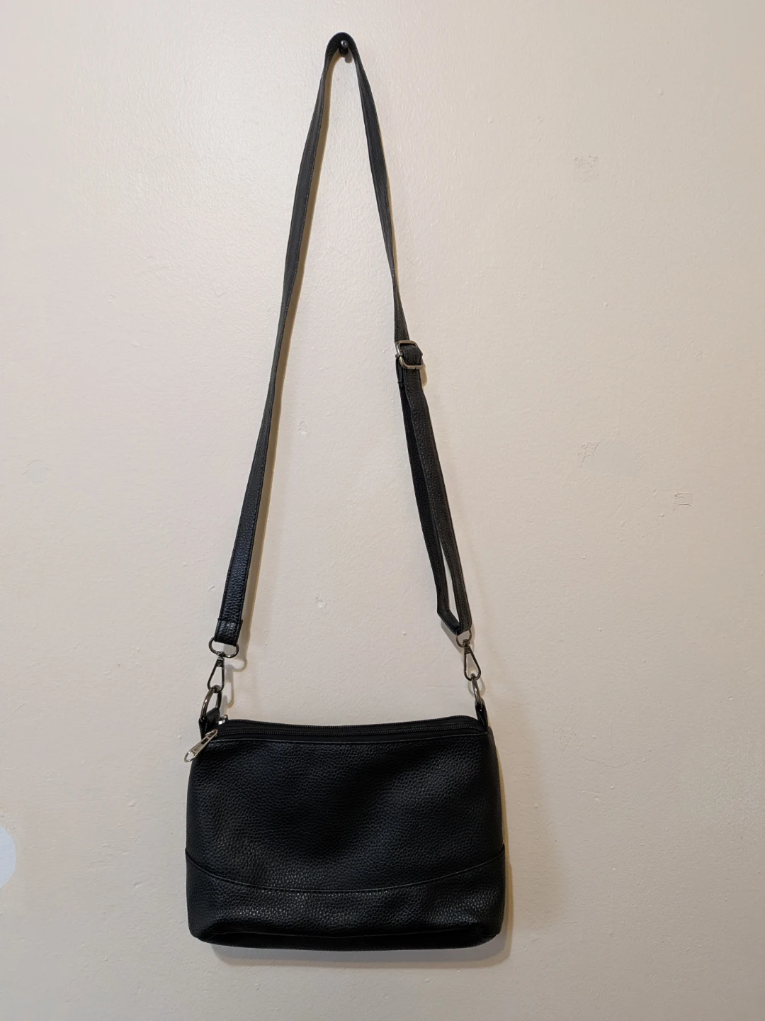 Black Faux Leather Crossbody Bag