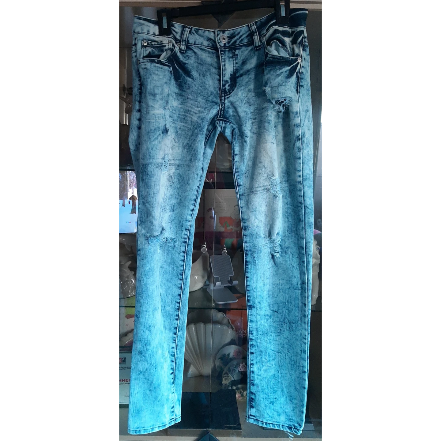 2pc Set Dark Blue Cut-Out Top and Acid Wash Jeans - photo 5