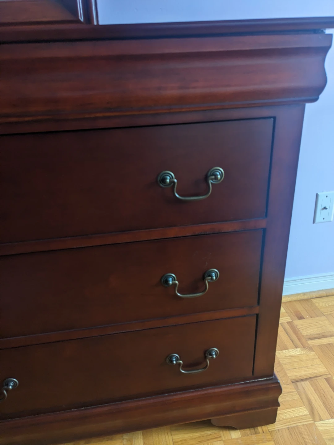 Dark Cherry Wood Dresser with Mirror - photo 3
